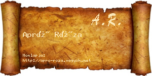 Apró Róza névjegykártya